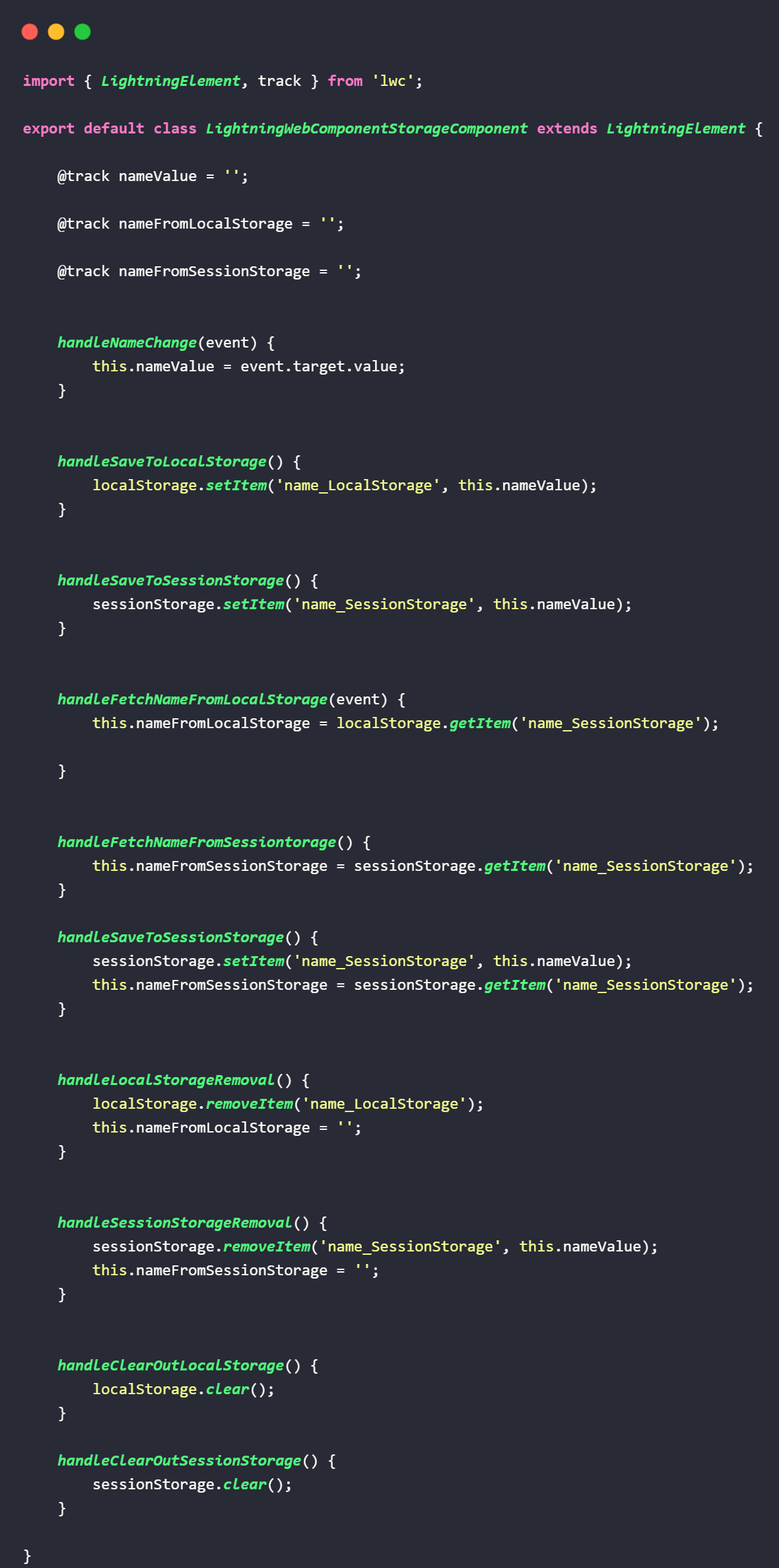 Implementation of Local Storage and Session Storage in JavaScript