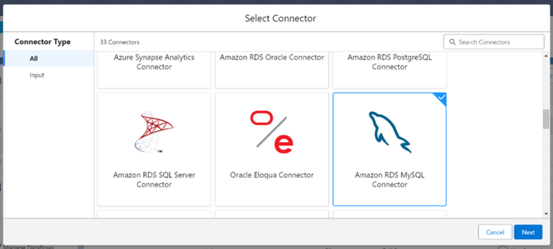 MySQL to Salesforce integration using CRM Analytics